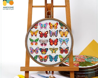 Butterfly Collection Cross Stitch Pattern and Kit: Modern Needlework Art for Embroidery Enthusiasts, CS1646