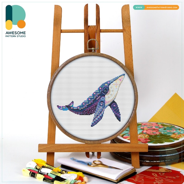 Humpback Whale CS1285, Counted Cross Stitch Pattern KIT and PDF | Embroidery | Pattern Instant Download | Cross Stitch Patterns