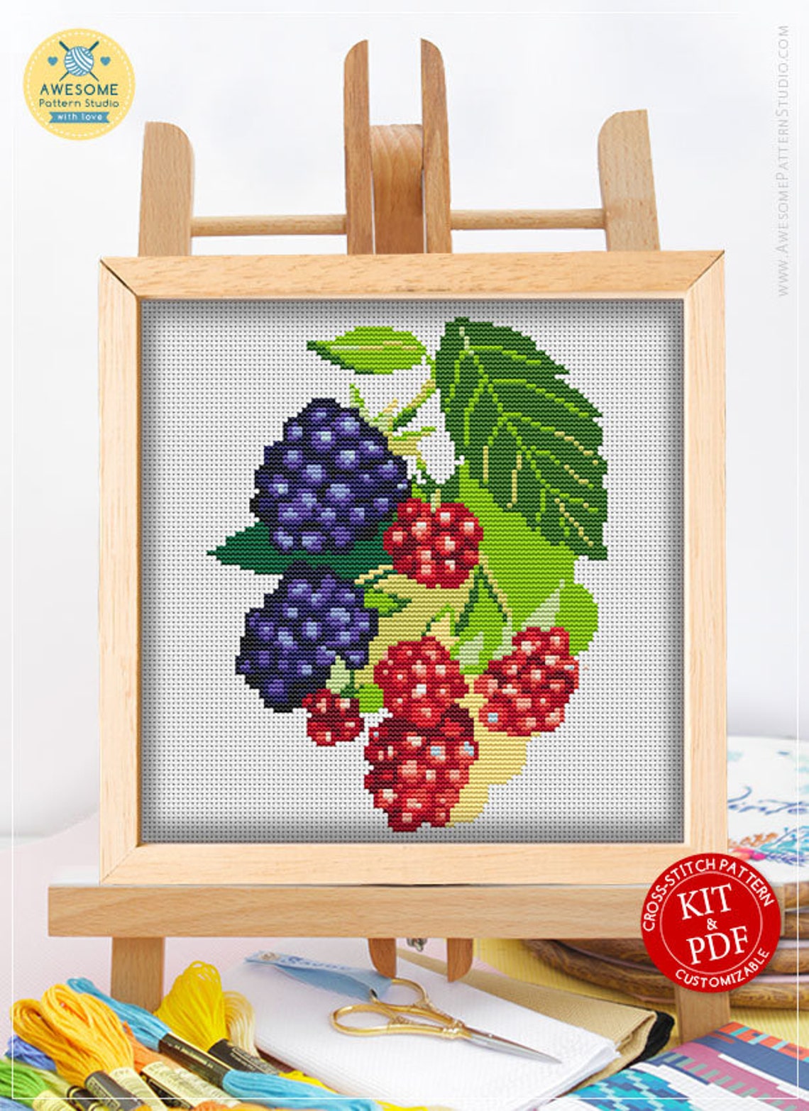 Blackberries CS1056 Counted Cross Stitch Pattern KIT and PDF Etsy