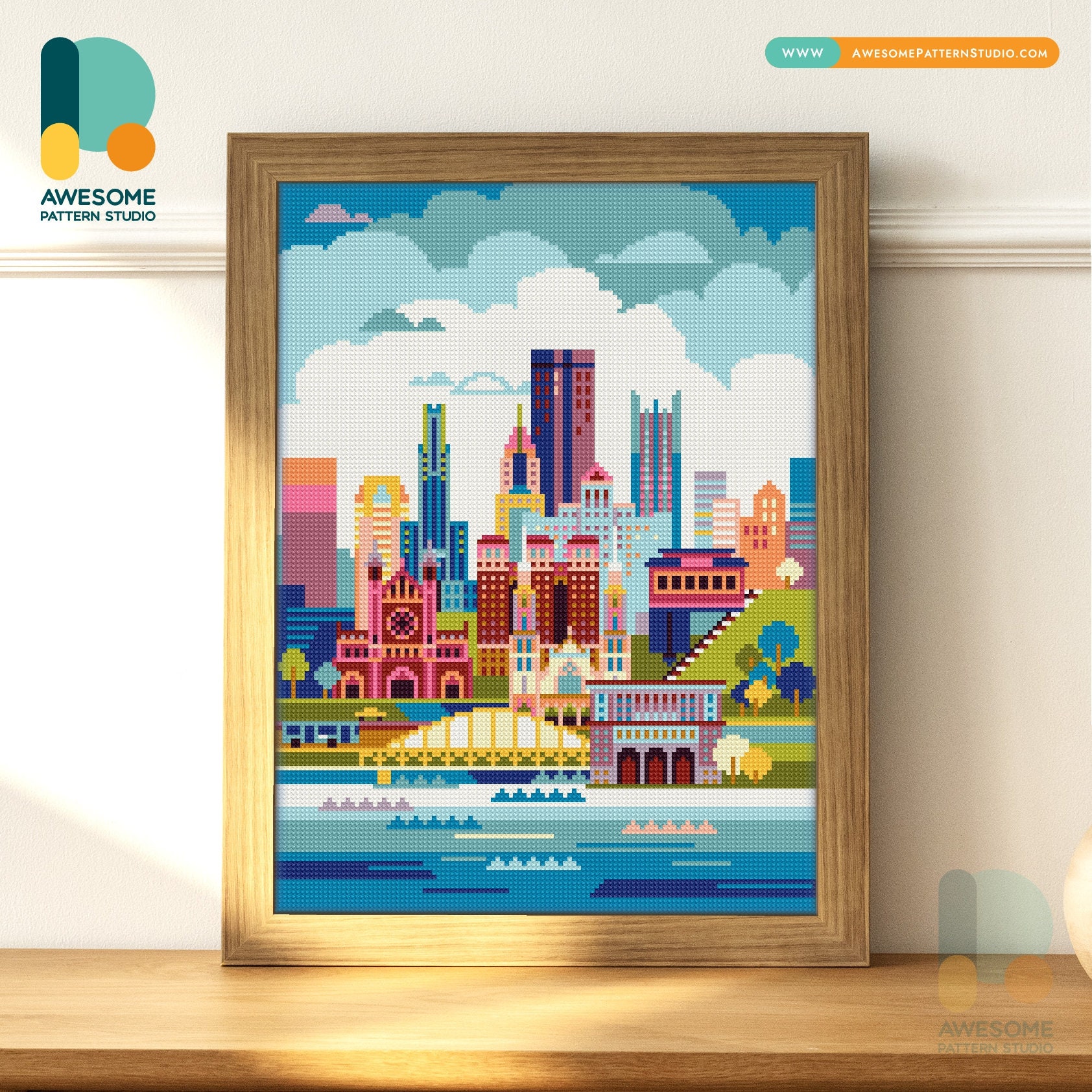 Pittsburgh, USA Diamond Painting Kit - Modern 5d Diamond Painting Art Mosaic Kit Sampler, DS091