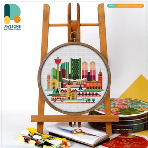 Calgary, Canada, North America Cross Stitch Pattern and Kit - Modern Needlework Art, Simple Embroidery Sampler for Hoop Art, CS1012