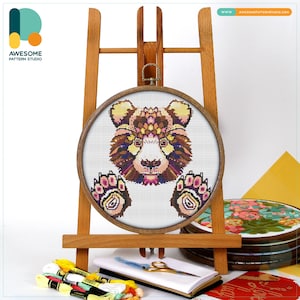 Mandala Bear CS439, Counted Cross Stitch Pattern KIT and PDF | Pdf Pattern Download | Cross Stitch Designs | Pattern Download