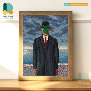 Il figlio dell'uomo di Rene Magritte DS2200, KIT fai da te per pittura diamante / Kit pittura diamante / Kit arte diamante per adulti / Tutti gli articoli inclusi