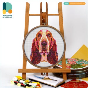 Basset Hound CS748, Counted Cross Stitch Pattern KIT and PDF | Pattern Instant Download | Embroidery Stitches | Needlepoint | Embroidery