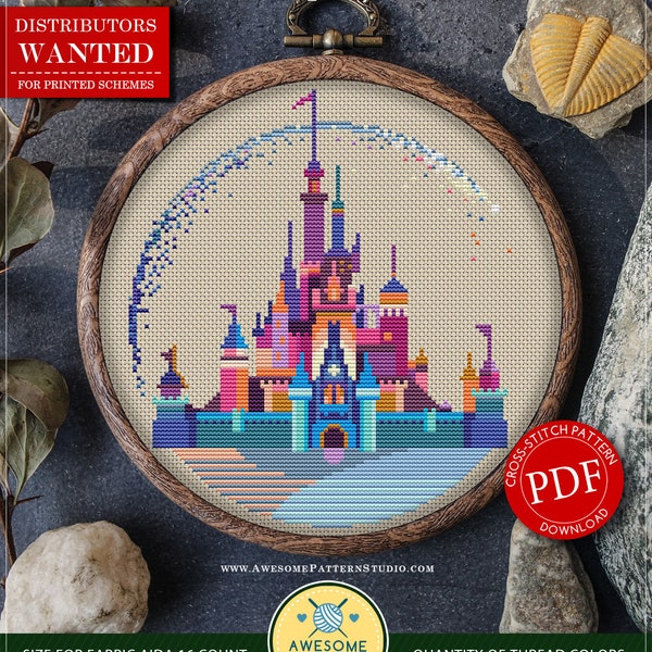 Cinderella Castle #P118 Cross Stitch Embroidery Pattern Download | Stitching | Needlepoint Kits | Stitch Design | Embroidery Stitches