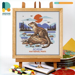 Acadia National Park, Maine USA, America Cross Stitch Pattern and Kit - Modern Needlework Art for Nature Lovers, CS2795