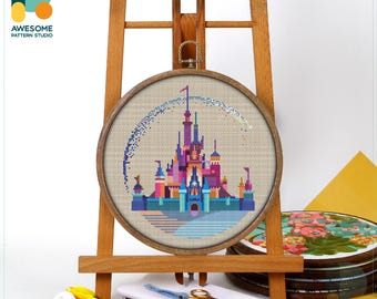 Disneyland Castle Cross Stitch Pattern and Kit: Modern Needlework Art, Simple Cross Stitch Craft for Embroidery Lovers, CS118