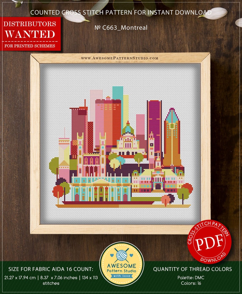 Montreal Canada P663 PDF Cross Stitch Pattern Embroidery Etsy