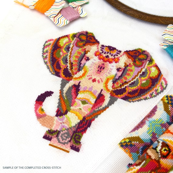 India Icons Cross Stitch Pattern and Kit - Modern Hoop Art and