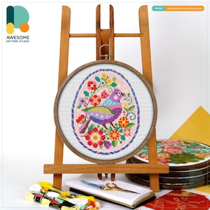 Easter Egg Cross Stitch Pattern and Kit: Modern Needlework Art with Hand Embroidery Charm, CS1566