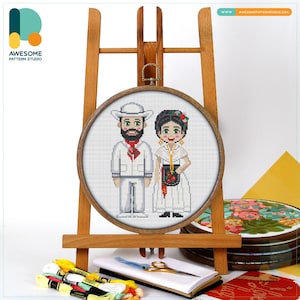 Mexican Folk Attire Cross Stitch Pattern and Kit: Modern Needlework Art, PDF Pattern for Creative Embroidery Sampler, CS2451