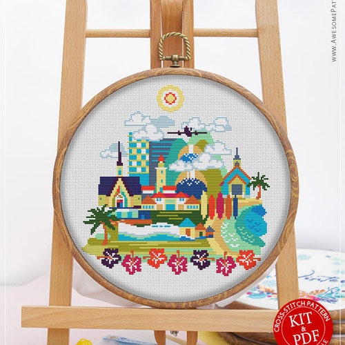 Honolulu CS085 Counted Cross Stitch Pattern KIT and PDF Etsy