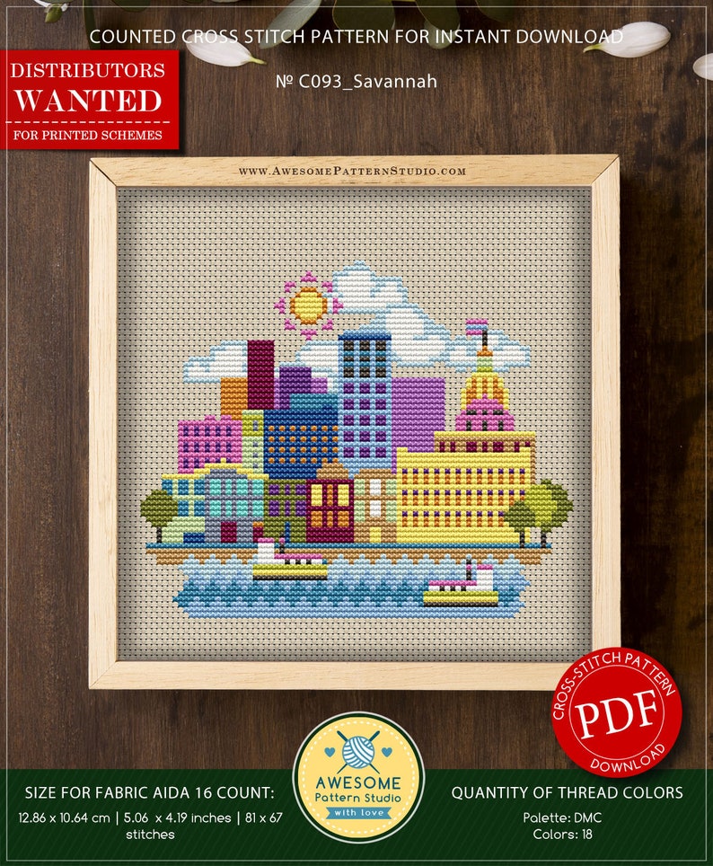 Savannah P093 Embroidery Cross Stitch PDF Pattern Download Etsy