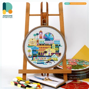 Ventura, California, USA Cross Stitch Pattern and Kit Modern Cross Stitch Embroidery Sampler PDF Pattern, CS2240