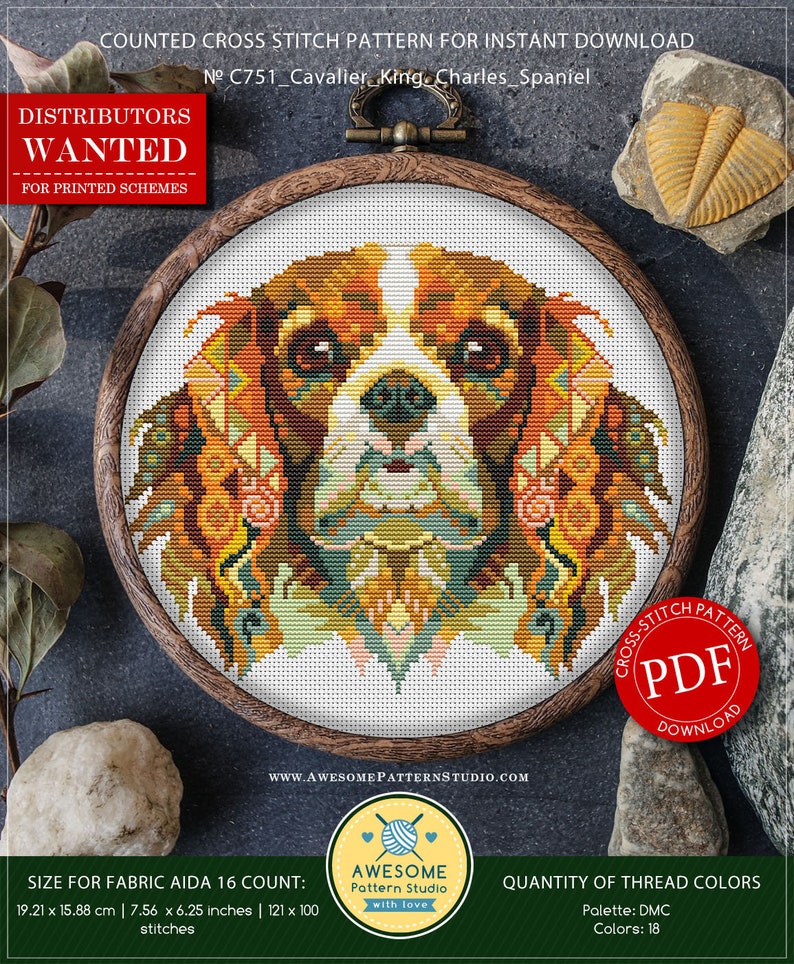 Cavalier King Charles Spaniel P751 PDF Cross Stitch Pattern Etsy