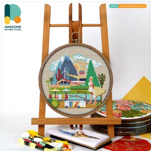 Palm Springs CS075, Counted Cross Stitch Pattern KIT and PDF | Needlepoint Kits | Stitch Patterns | Pdf Pattern Download