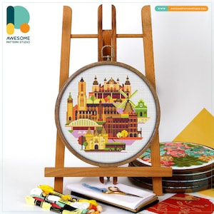 Arnhem, Netherlands, Europe Cross Stitch Pattern and Kit: Modern Needlework Art for Creative Embroidery Sampler, CS1665