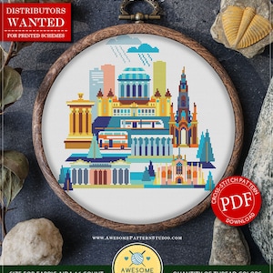 Edinburgh, United Kingdom #P661 PDF Cross Stitch Pattern Embroidery Pattern Download | Embroidery Kits | Needlepoint
