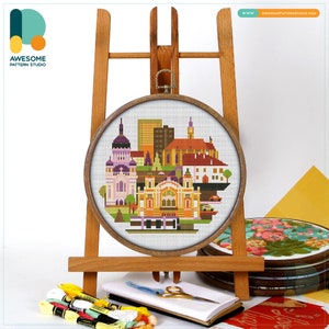 Cluj Napoca Romania CS1942, Counted Cross Stitch Pattern KIT and PDF | Embroidery PDF Pattern Download | Cross Stitch Kits