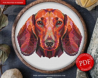 Mandala Dachshund #P692 PDF Cross Stitch Pattern Cross Stitch PDF Pattern Download | How to Cross Stitch | Needlepoint