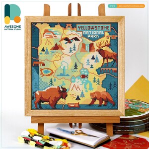 Yellowstone National Park, USA, America Cross Stitch Pattern and Kit: Modern Needlework Art for Beginners and Enthusiasts, CS2664 CS2664-1(120 x 120)