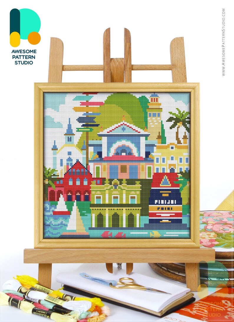 Key West Kreuzstich-Set Nr. 2 – Mit Stoff, Garn & Nadeln, Motivgröße 19x26 Cm Auf 16 Count AIDA