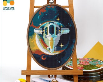 Spaceship CS1671, Counted Cross Stitch Pattern KIT and PDF | Embroidery PDF Pattern Download | Cross Stitch Kits | How To Cross Stitch