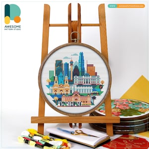 Santiago, Chile, South America Cross Stitch Kit and Pattern: Modern Needlework Art for Embroidery Sampler Enthusiasts, CS259