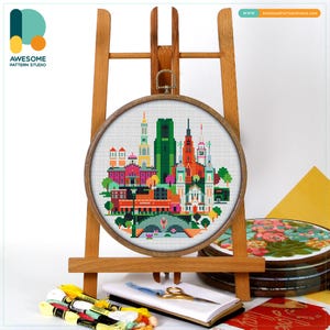 Frederick, USA, America Cross Stitch Pattern and Kit - Modern Cross Stitch and Embroidery Sampler for Needlework Art Lovers, CS1244