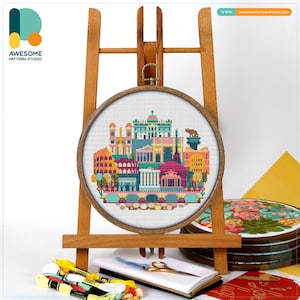 Rome, Italy, Europe Cross Stitch Pattern and Kit: Modern Needlework Art for Beginners and Experts, CS141