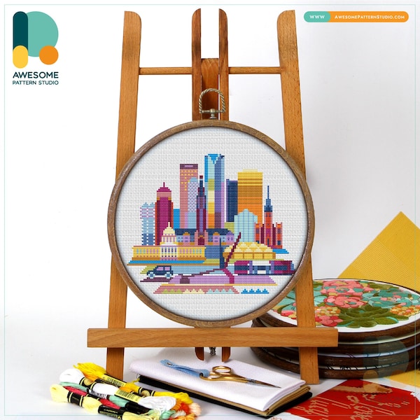Oklahoma City, USA, America Cross Stitch Pattern and Kit: Modern Needlework Art, PDF Pattern, Embroidery Sampler, CS953