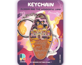 Magic Lamp Keychain, Wonderful Lamp Castle Bag Charm, Fairy Tale Gift, Storybook Key Ring, Magical Princess Souvenir for Bags KN009