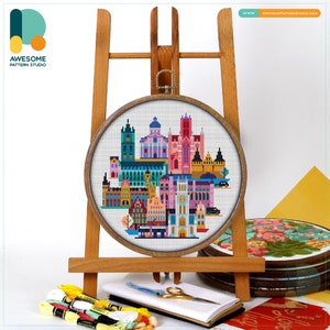 Gent, Belgium, Europe: Cross Stitch Pattern and Kit - Modern Cross Stitch and Embroidery Sampler for Needlework Art Lovers, CS1667