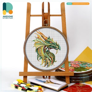 Mandala Dragon CS228, Counted Cross Stitch Pattern KIT and PDF | Needlepoint Kits | Pattern Instant Download | Cross Stitch Designs