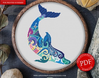 Mandala Dolphin #P413 Embroidery Cross Stitch Pattern Instant Download | Cross Stitch Patterns | Needlepoint | Stitch Design
