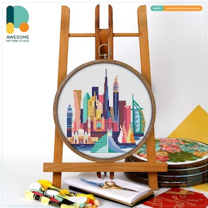 Dubai, UAE, Middle East Cross Stitch Pattern and Kit: Modern Cross Stitch Needlework Art Embroidery Sampler, CS139