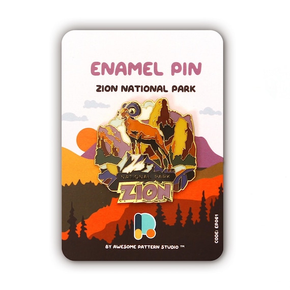 Enamel Pin - Zion National Park. Hard Enamel Pin, Enamel Pin Display, Pinback Button, Stick Pins,  Lapel Pin, Acrylic Pin, EP061