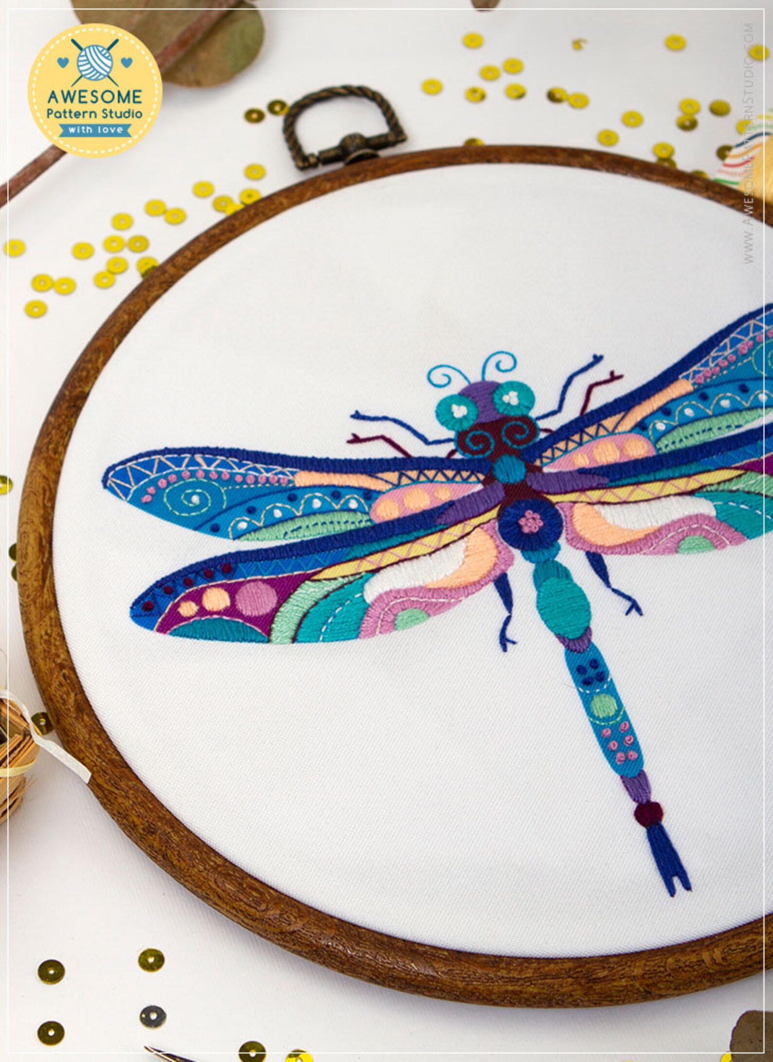 Dragonfly EM080 Embroidery Pattern KIT and PDF Needlepoint Etsy