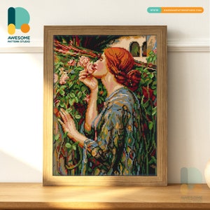 L'anima della rosa di John William Waterhouse DS2259, KIT fai da te per pittura a diamante / Kit per pittura a diamante / Kit di pittura a diamante per adulti