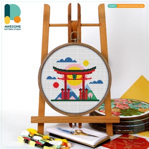 Itsukushima Shrine, Japan, Asia Cross Stitch Kit and Pattern: Modern Cross Stitch Needlework Art, CS2368