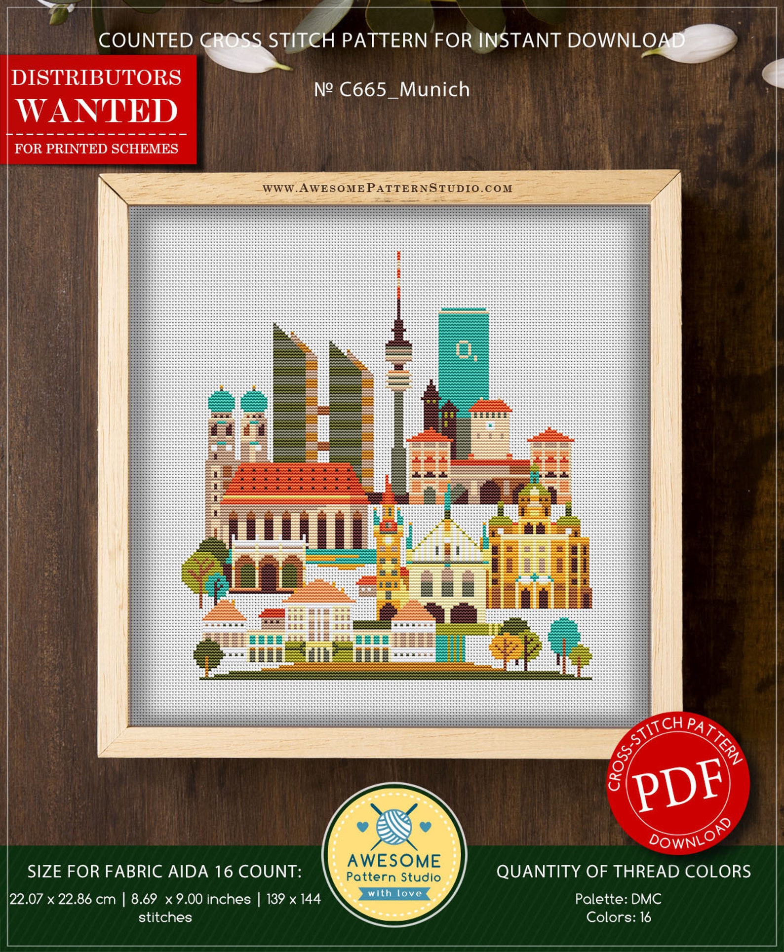 Munich Germany P665 PDF Cross Stitch Pattern Embroidery Etsy