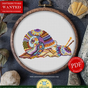 Mandala Snail #P296 Embroidery Cross Stitch Pattern Instant Download | Cross Stitch Patterns | Needlepoint Kits | Embroidery Designs