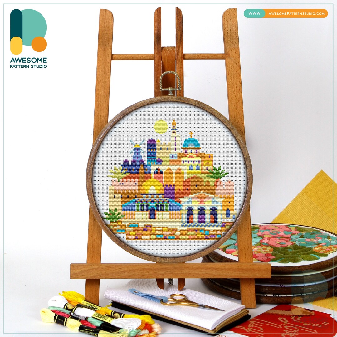 Jerusalem CS173, Counted Cross Stitch Pattern KIT and PDF Cross Stitch