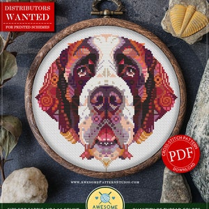 St. Bernard Dog #P758 Cross Stitch Pattern Cross Stitch Pattern Download Cross Stitch Kits | Cross Stitch World | Needlepoint