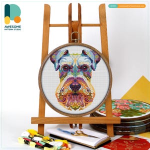 Miniature Schnauzer Cross Stitch Pattern and Kit: Modern Needlework Art, PDF Pattern, Hand Embroidery Sampler, CS774