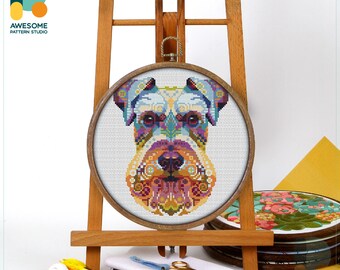Miniature Schnauzer Cross Stitch Pattern and Kit: Modern Needlework Art, PDF Pattern, Hand Embroidery Sampler, CS774