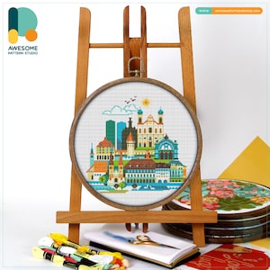 Lucerne, Switzerland, Europe Cross Stitch Kit and Pattern: Modern Cross Stitch for Needlework Art Enthusiasts, CS662