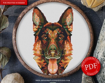 Mandala Deutscher Schäferhund #P695 PDF Kreuzstich Muster Stickerei PDF Muster Download | Stickpackungen | Stich Design