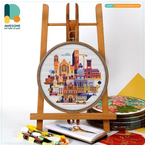 Leeds, United Kingdom, Europe Cross Stitch Pattern and Kit: Modern Cross Stitch Needlework Art for Embroidery Sampler Enthusiasts, CS212