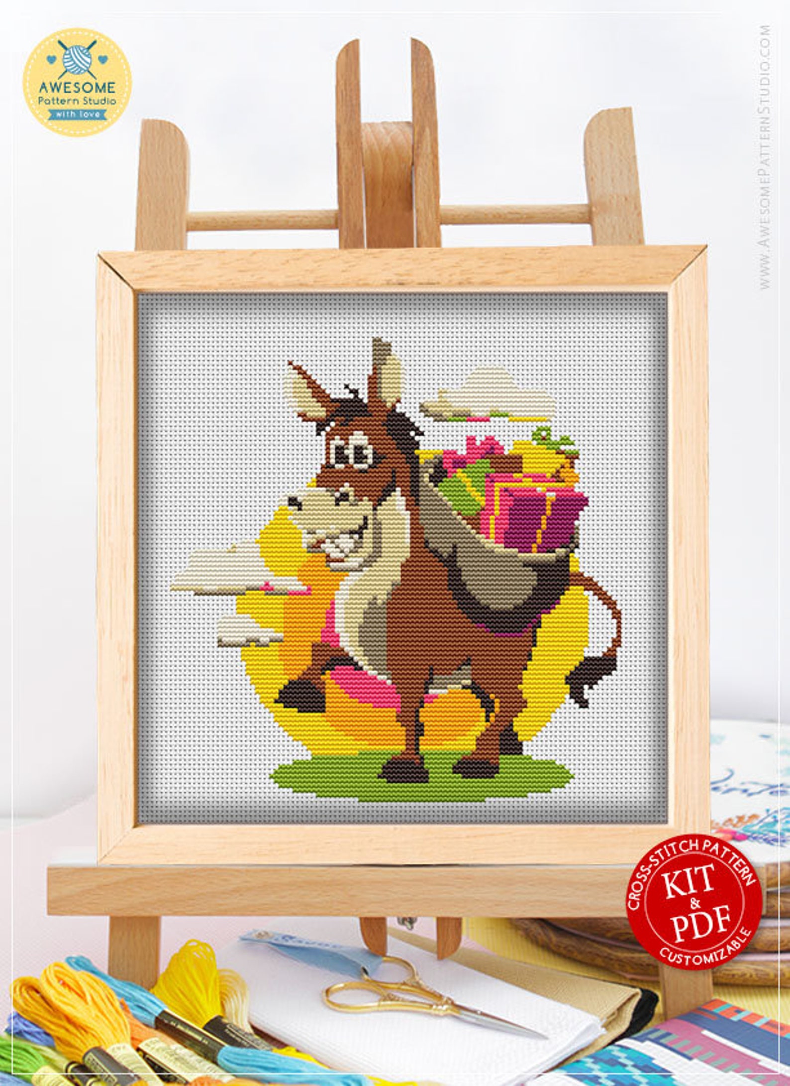 Donkey CS024 Counted Cross Stitch Pattern KIT and PDF Cross Etsy